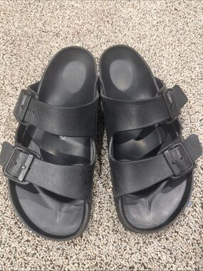 Birkenstock Men's/Women's Black Two-Strap Slide Sandals